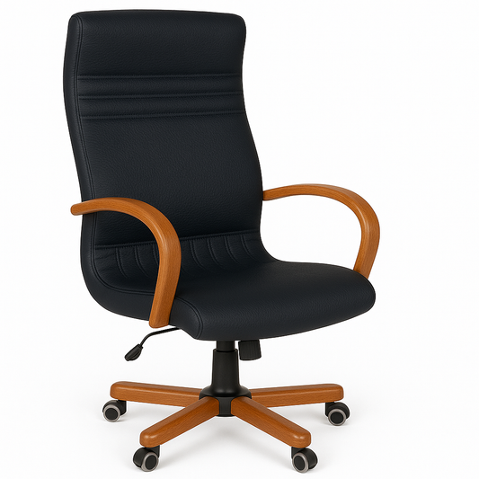 Scaun birou piele NEAGRA | model GOLD P